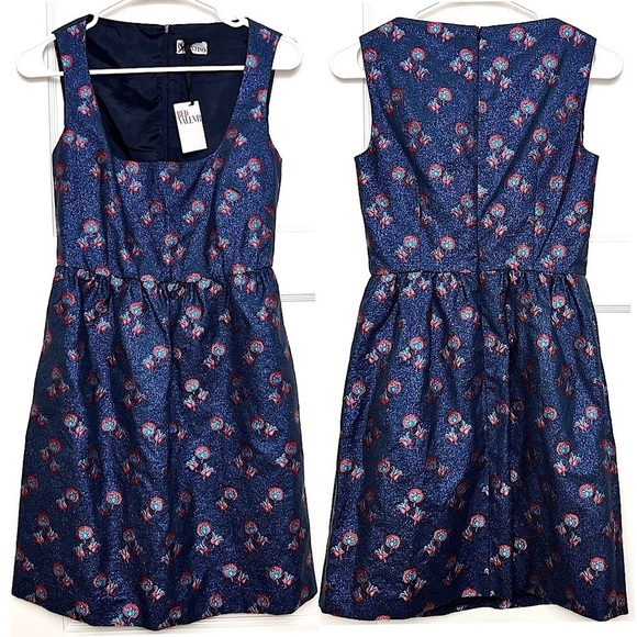 NWT VALENTINO Sparkle Floral Embroidered Jacquard Sleeveless Scoop Neck Dress - Picture 2 of 6